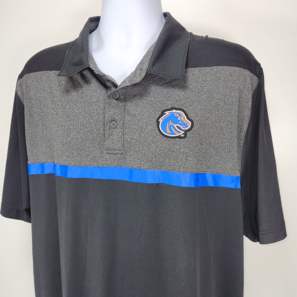 Captivating‎ Apparel BSU Boise Sate Broncos Black Polo Shirt Size 2XL Men's EUC